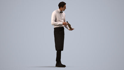 3D scanned man hospitality, photorealistic archviz people for Enscape and SketchUp, side view render