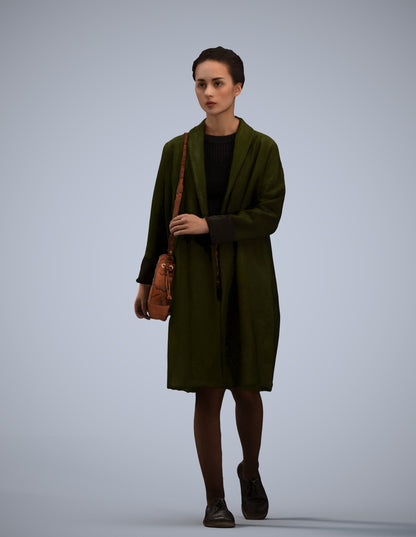 realistic 3D woman casual walking, scanned archviz people for Blender and 3ds Max
