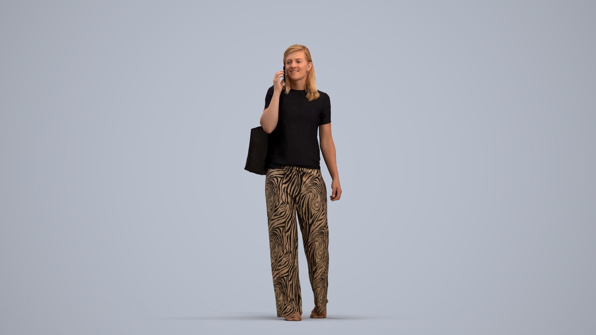 realistic 3D people woman casual walking, render-ready for V-Ray and Corona, FBX OBJ, standing pose render