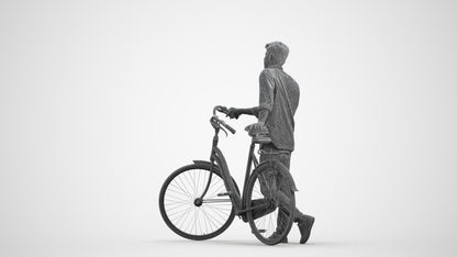 realistic 3D man casual sitting, scanned archviz people for Blender and 3ds Max, wireframe front view