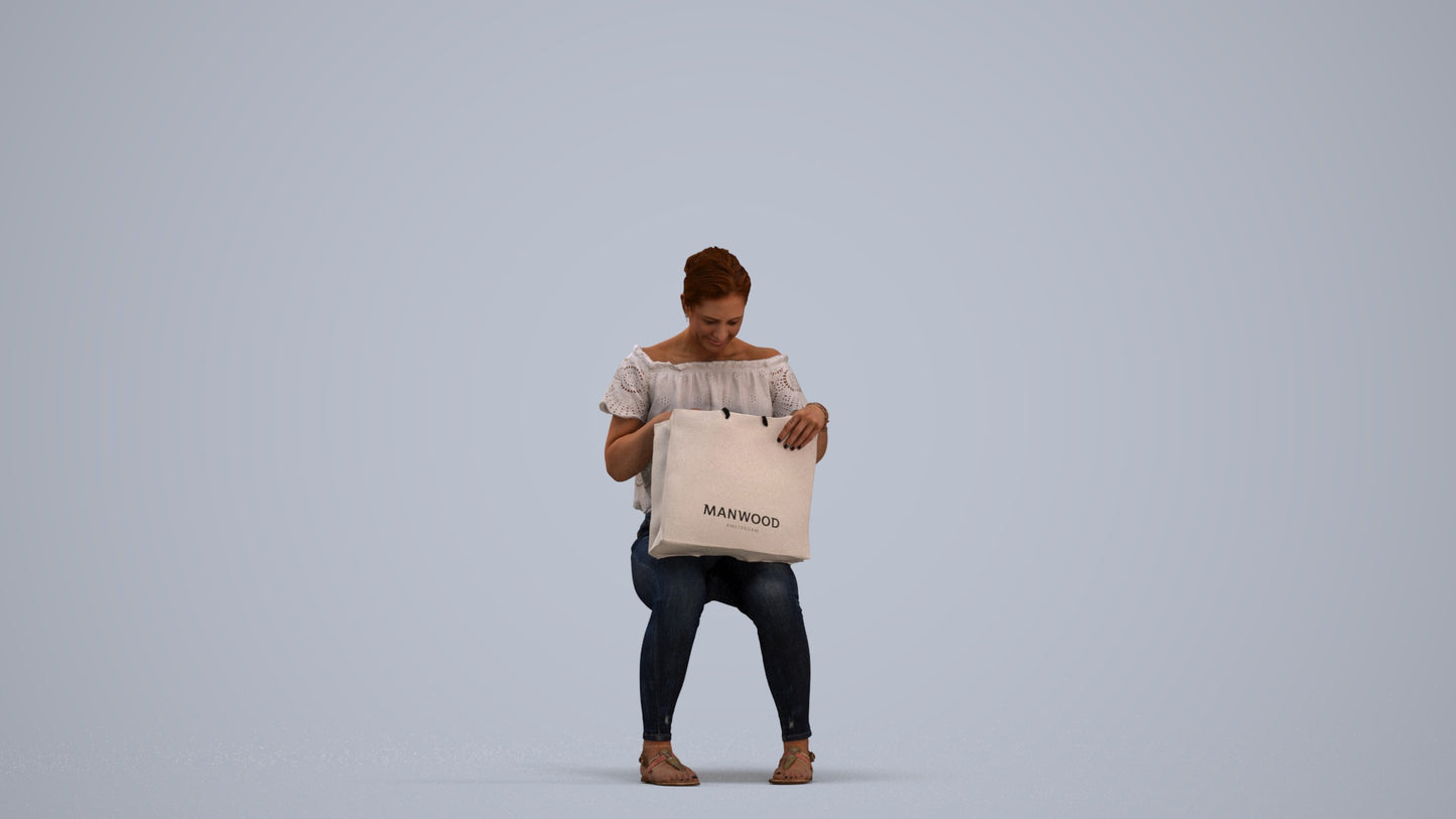 realistic 3D people woman business shopping, render-ready for V-Ray and Corona, FBX OBJ, standing pose render