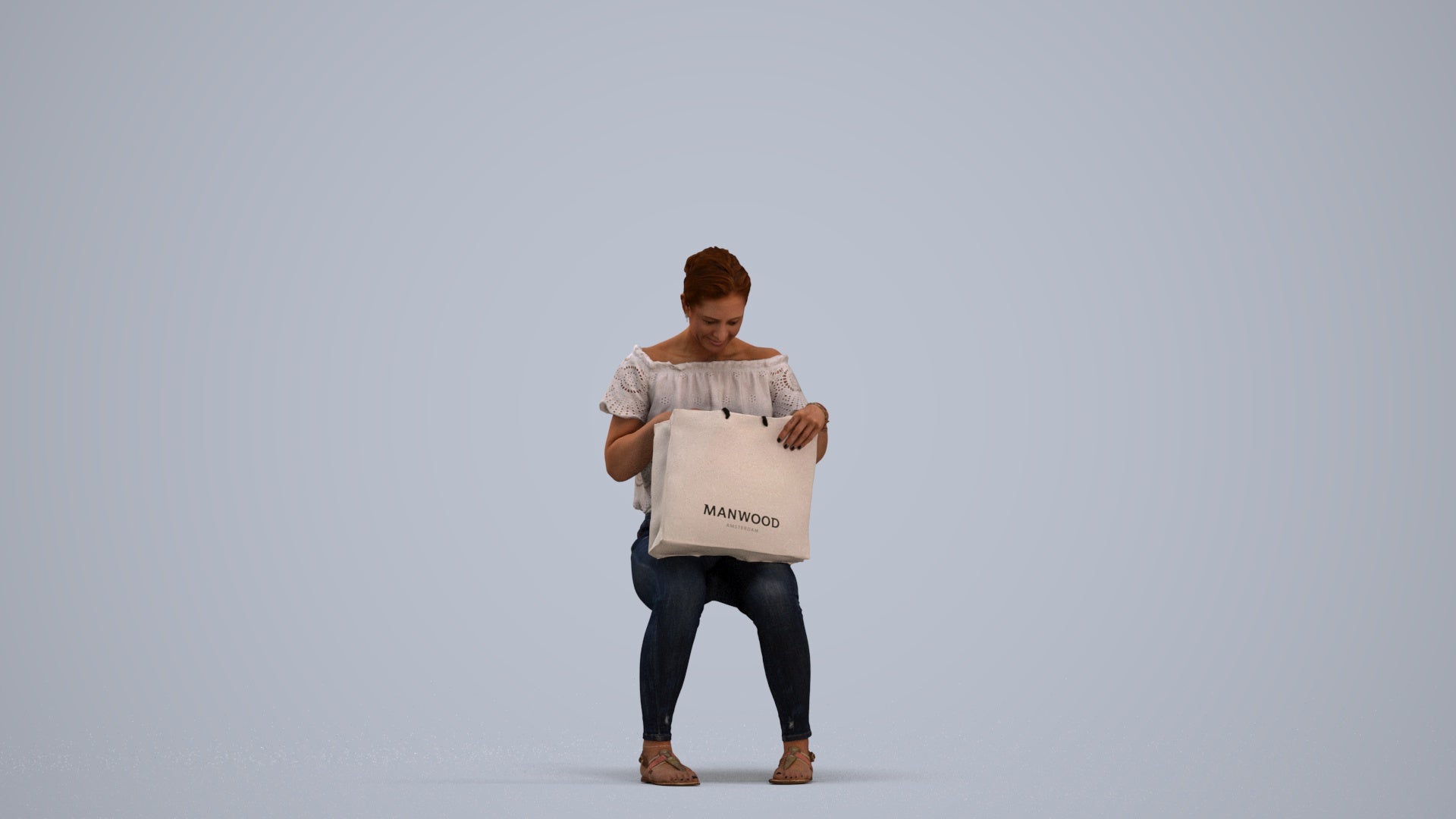 realistic 3D people woman business shopping, render-ready for V-Ray and Corona, FBX OBJ, standing pose render