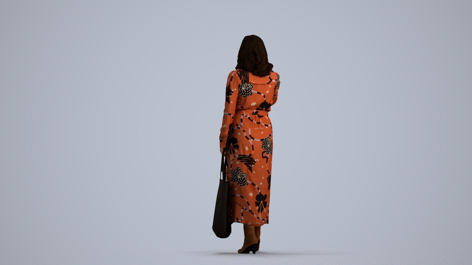 realistic 3D woman casual door, scanned archviz people for Blender and 3ds Max, front view render