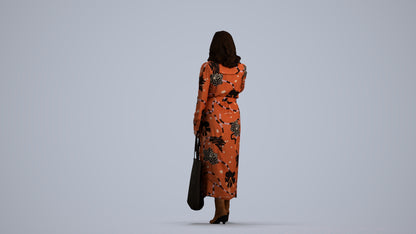 realistic 3D woman casual door, scanned archviz people for Blender and 3ds Max, front view render