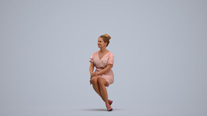 3D scanned woman sitting casual, photorealistic archviz people for Enscape and SketchUp, standing pose render