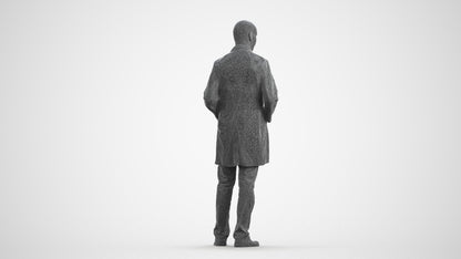 scanned 3D senior man medical, photogrammetry people for Enscape and V-Ray, wireframe front view