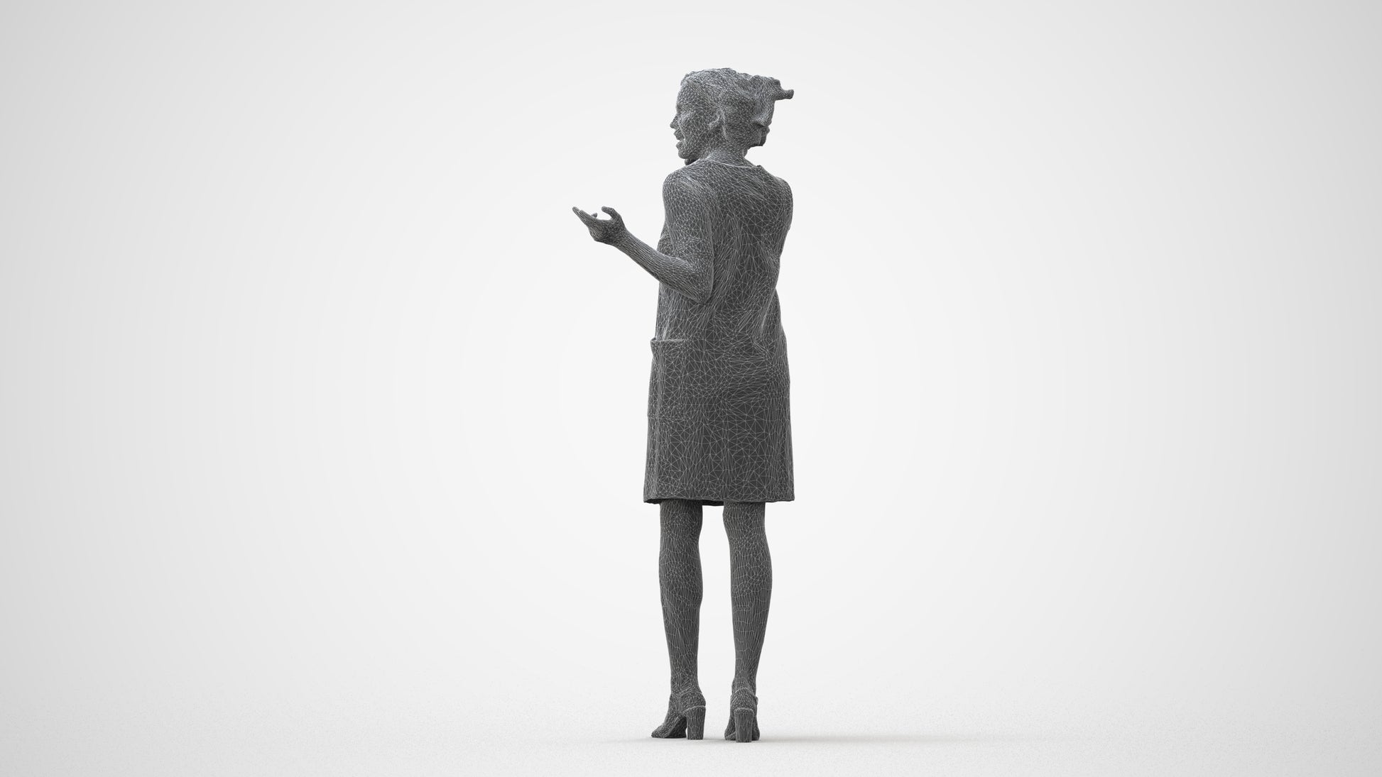 realistic 3D human woman business walking, archviz people FBX OBJ for Blender, square thumbnail