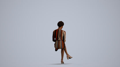 realistic 3D woman casual sitting, scanned archviz people for Blender and 3ds Max, front view render