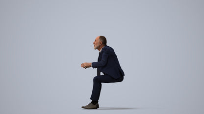 3D scanned senior man business, photorealistic archviz people for Enscape and SketchUp, three-quarter view render