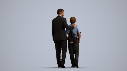 3D people model boy kids, scanned human for 3ds Max rendering, front view render