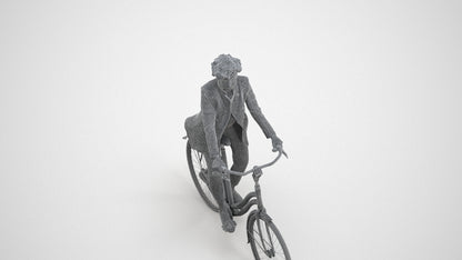 realistic 3D people woman business cycling, render-ready for V-Ray and Corona, FBX OBJ, wireframe three-quarter view