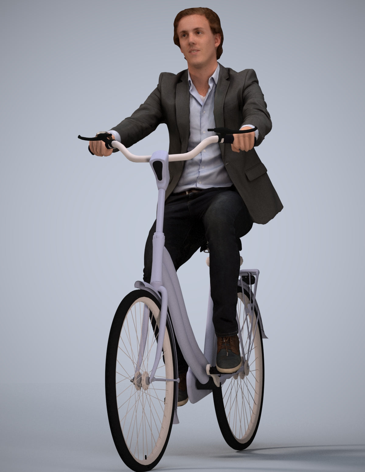 scanned 3D man business cycling, photogrammetry people for Enscape and V-Ray