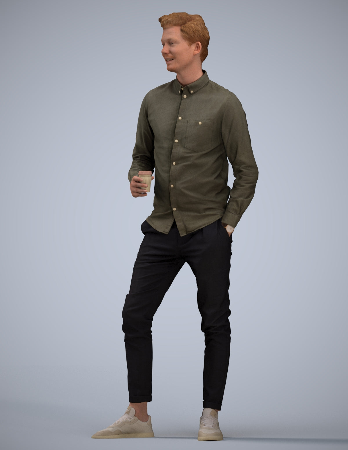 realistic 3D people man casual standing, render-ready for V-Ray and Corona, FBX OBJ
