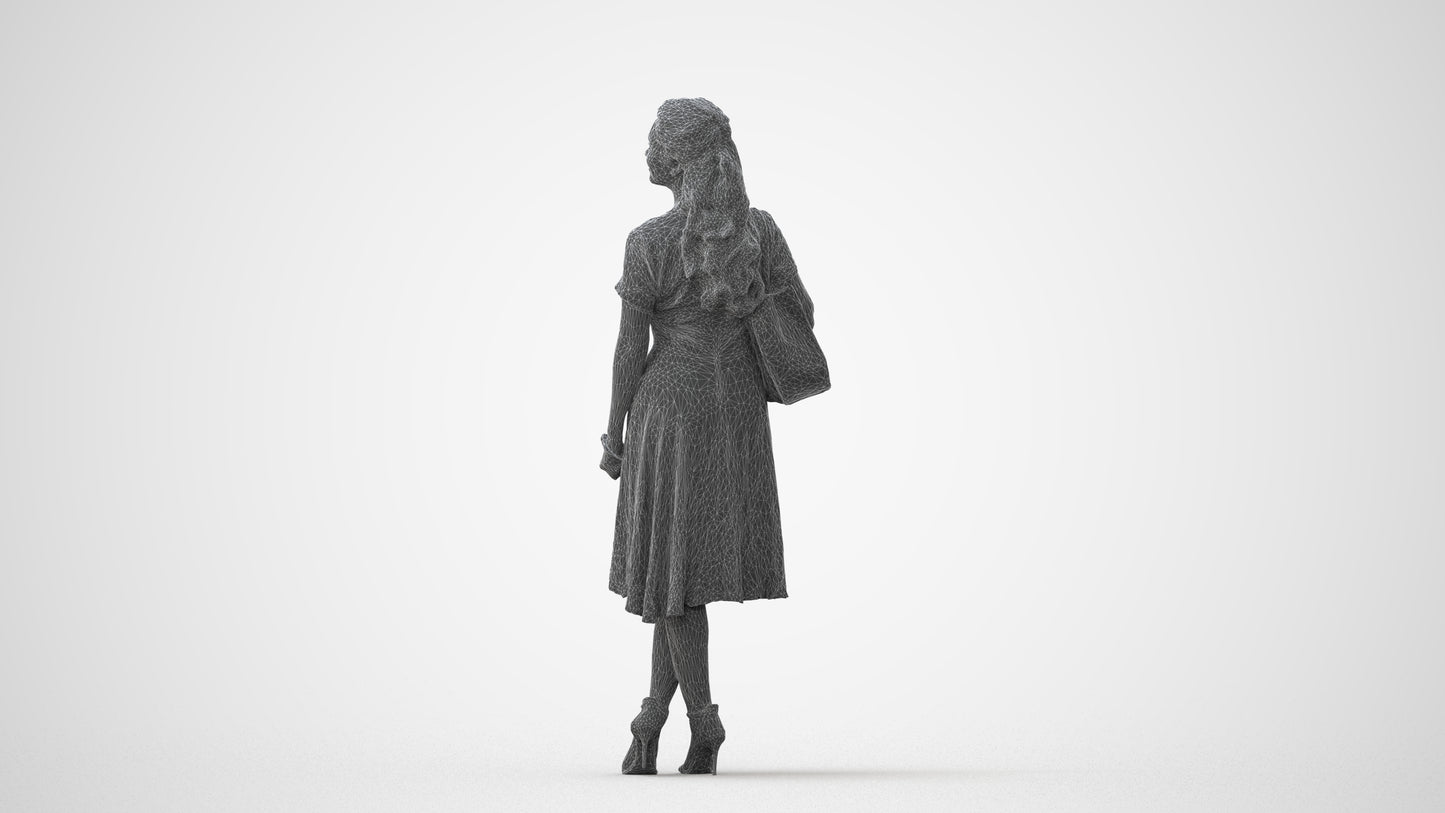 realistic 3D people woman casual standing, render-ready for V-Ray and Corona, FBX OBJ, square thumbnail