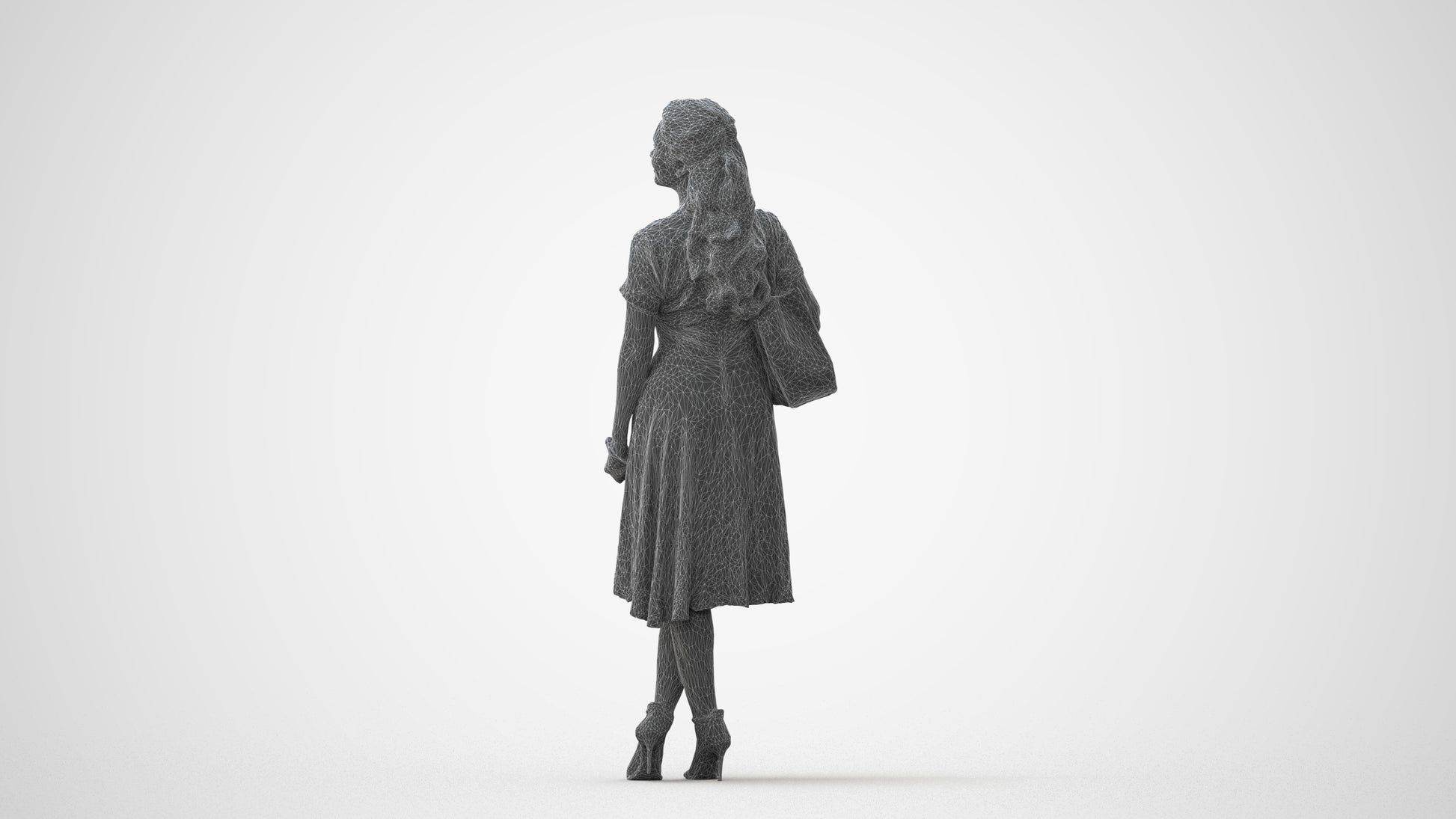 realistic 3D people woman casual standing, render-ready for V-Ray and Corona, FBX OBJ, square thumbnail
