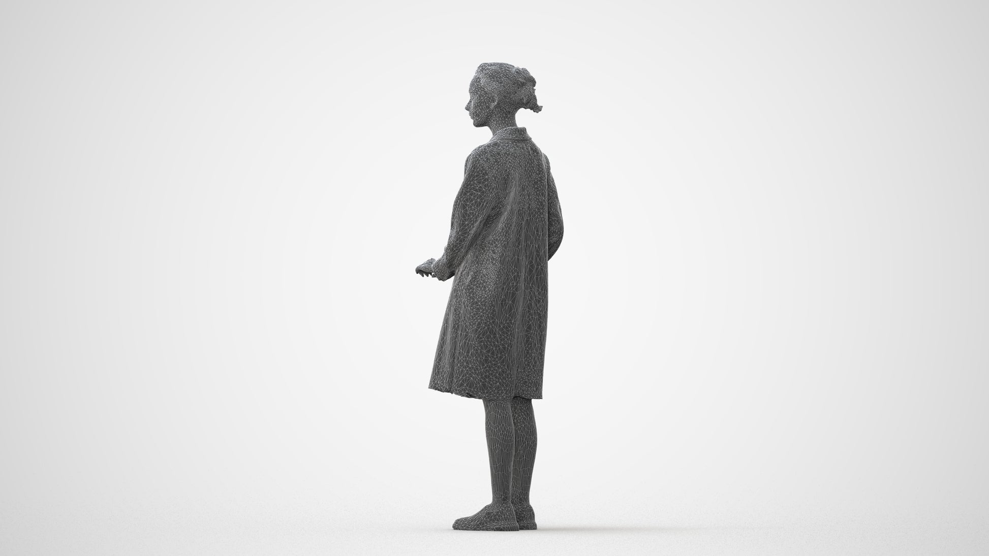 3D people model woman casual standing, scanned human for 3ds Max rendering, square thumbnail