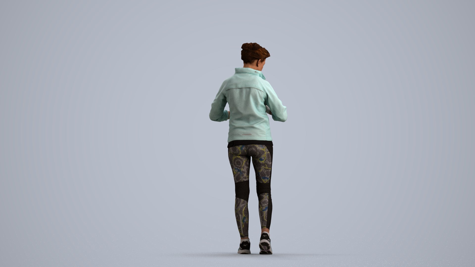 3D people model woman sport, scanned human for 3ds Max rendering, front view render