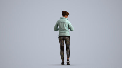 3D people model woman sport, scanned human for 3ds Max rendering, front view render