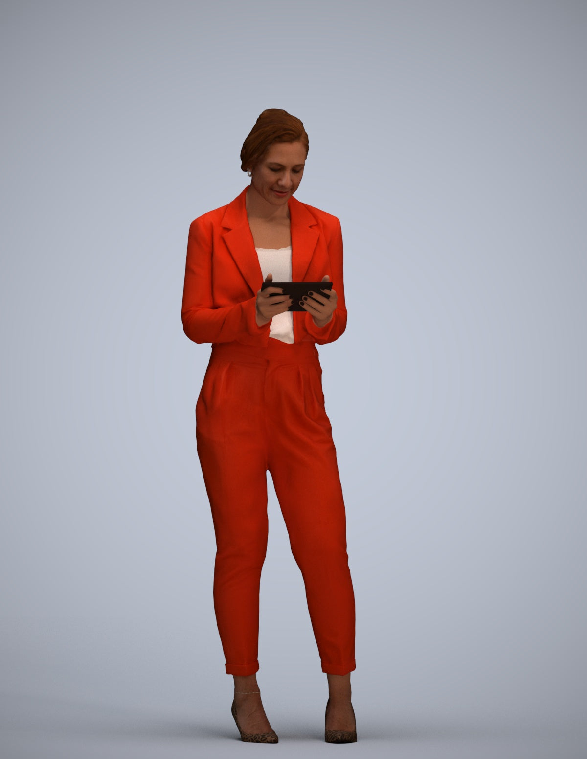 scanned 3D woman business standing, photogrammetry people for Enscape and V-Ray