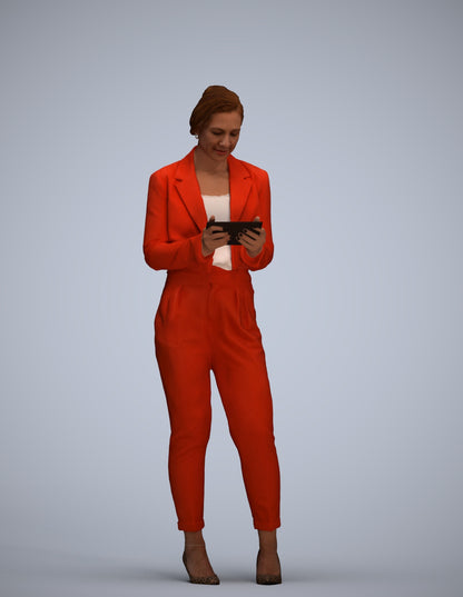 scanned 3D woman business standing, photogrammetry people for Enscape and V-Ray