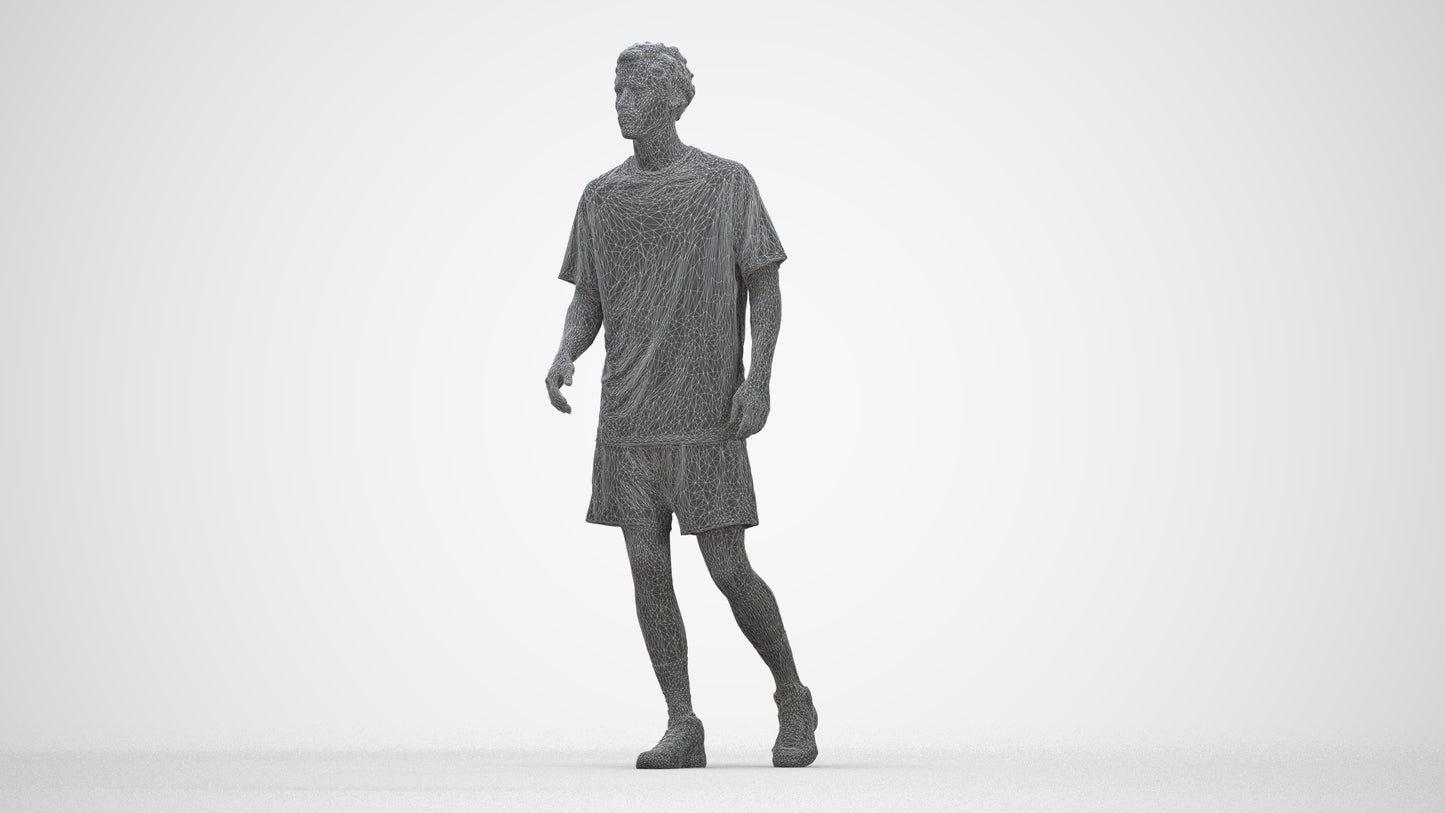 3D scanned man sport, photorealistic archviz people for Enscape and SketchUp, wireframe back view
