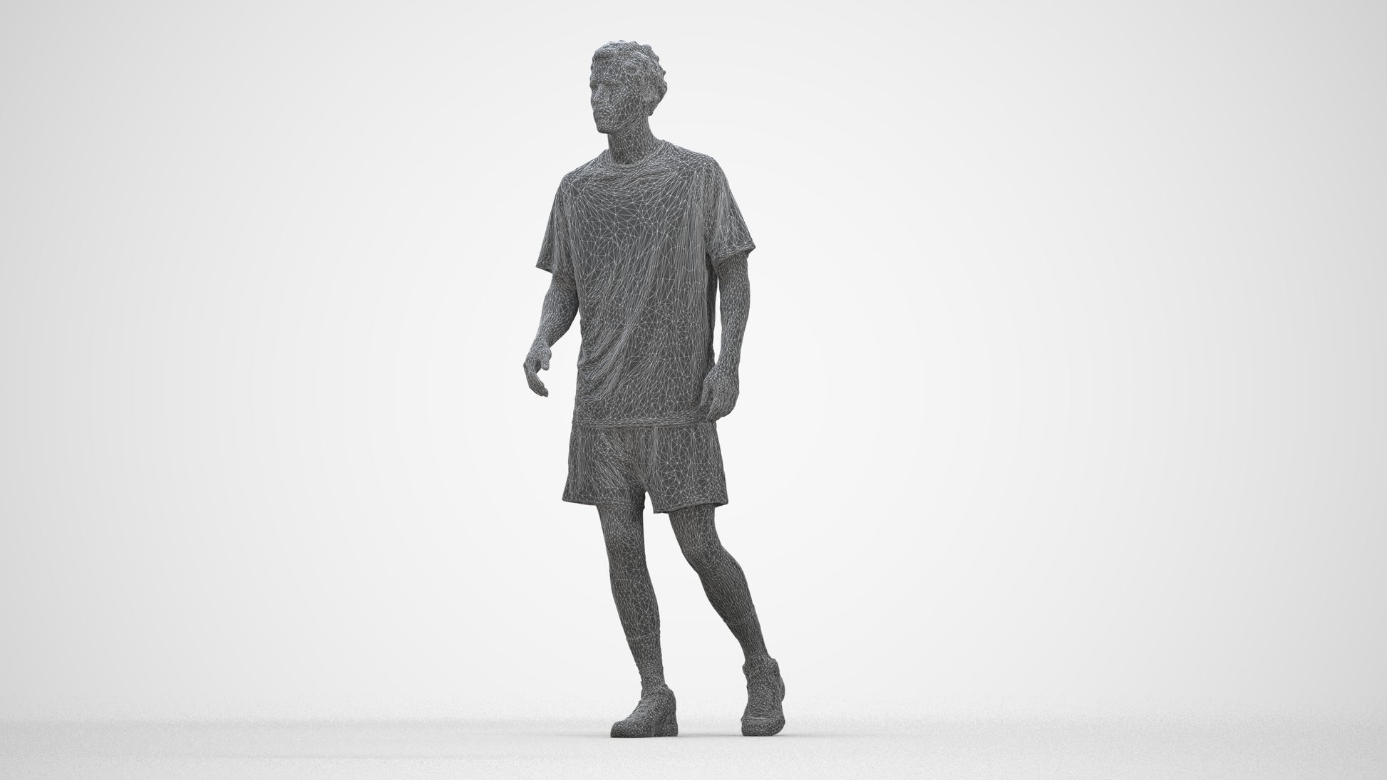 3D scanned man sport, photorealistic archviz people for Enscape and SketchUp, wireframe back view