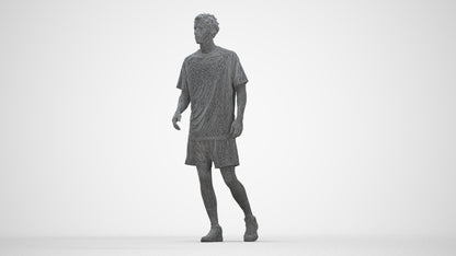 3D scanned man sport, photorealistic archviz people for Enscape and SketchUp, wireframe back view