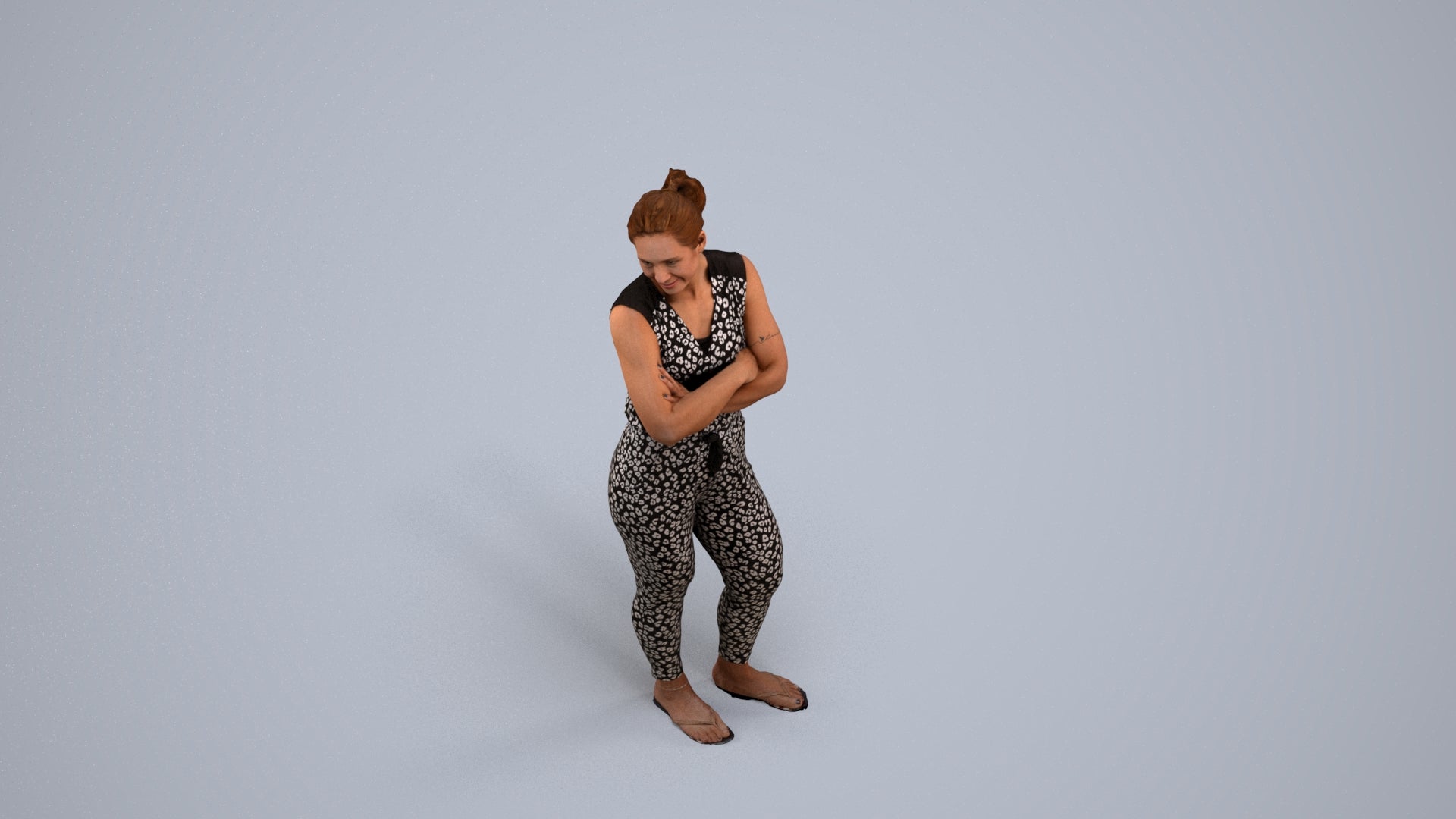 realistic 3D people woman casual standing, render-ready for V-Ray and Corona, FBX OBJ, back view render