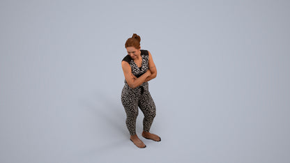 realistic 3D people woman casual standing, render-ready for V-Ray and Corona, FBX OBJ, back view render