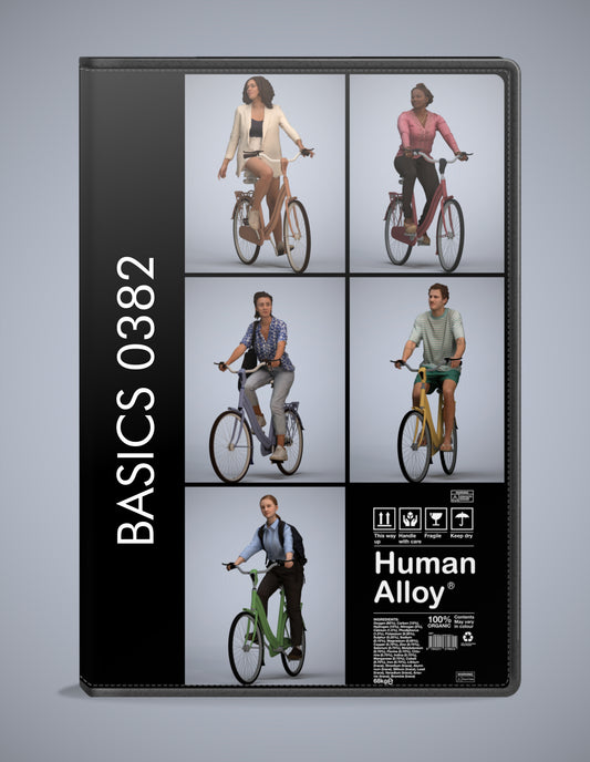 5 3D scanned people cycling, photorealistic archviz pack for Enscape and SketchUp