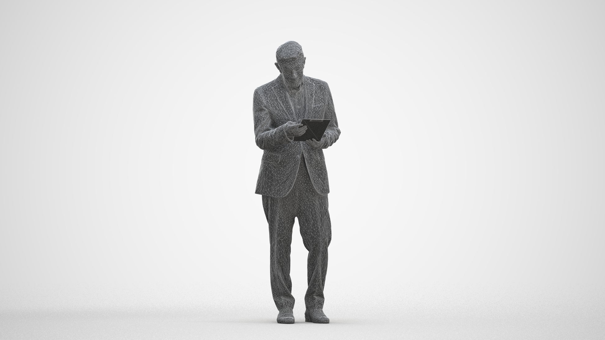 3D scanned senior man business, photorealistic archviz people for Enscape and SketchUp, three-quarter front view render