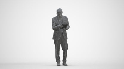 3D scanned senior man business, photorealistic archviz people for Enscape and SketchUp, three-quarter front view render