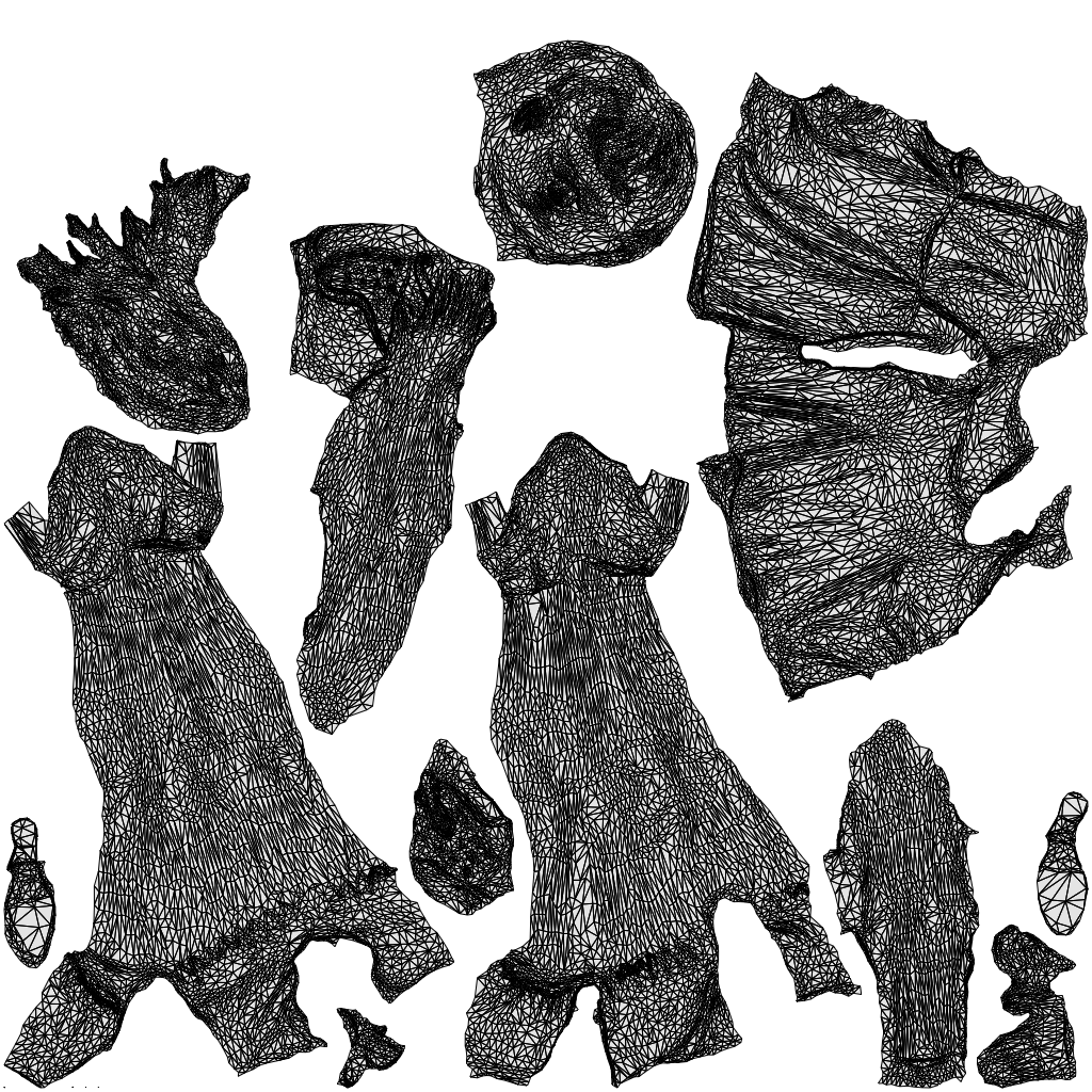 3D people model girl casual standing, scanned human for 3ds Max rendering, wireframe top-down view