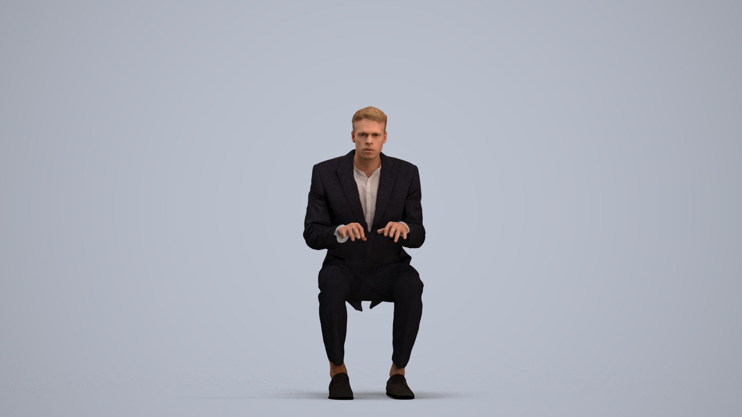 3D scanned man business, photorealistic archviz people for Enscape and SketchUp, standing pose render
