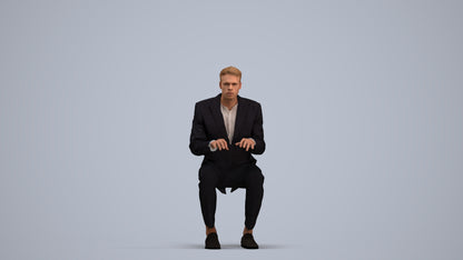 3D scanned man business, photorealistic archviz people for Enscape and SketchUp, standing pose render