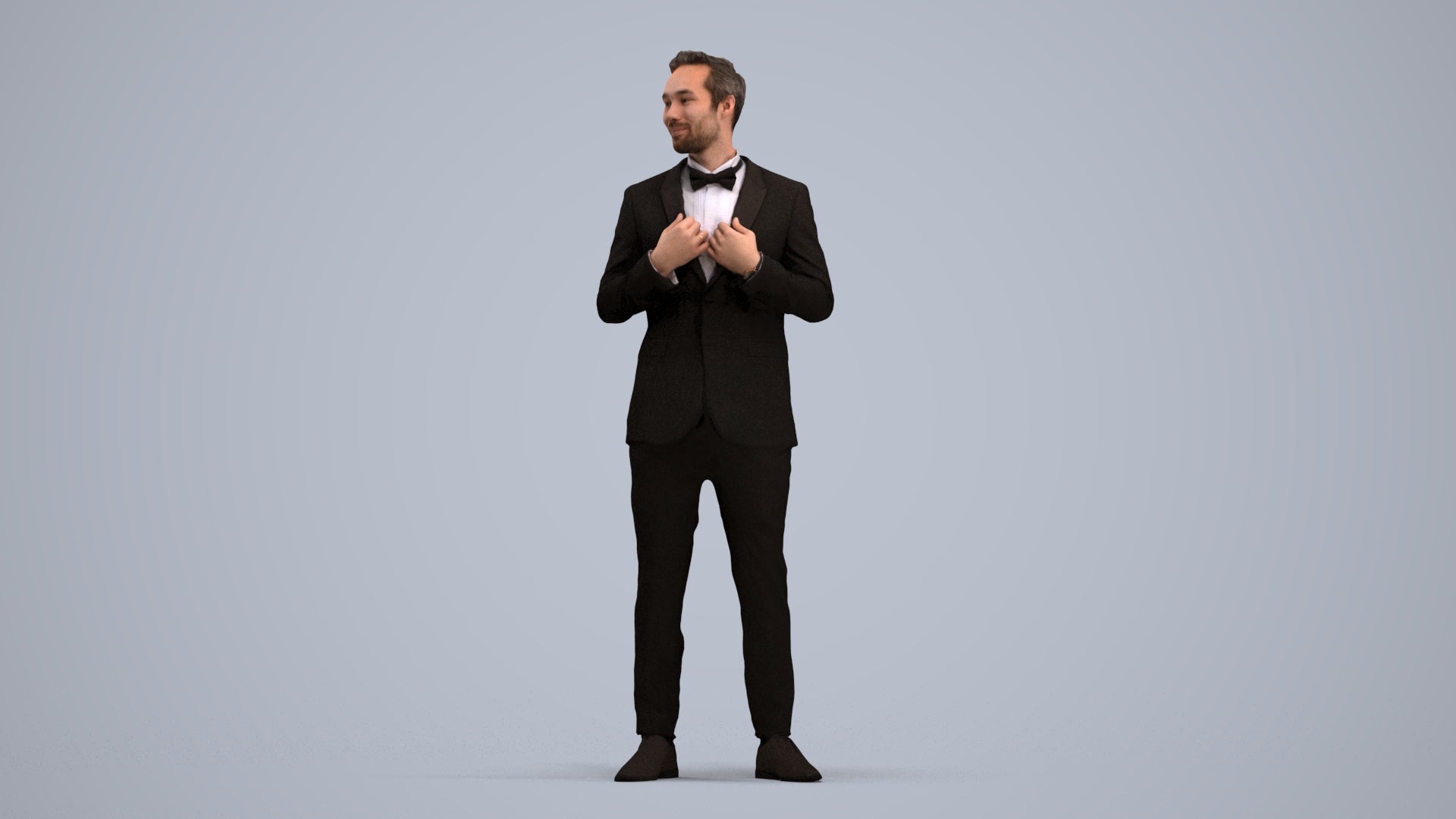 3D human model man formal formalaffairs, photogrammetry scanned person for archviz, standing pose render