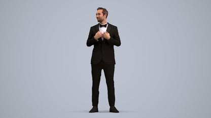 3D human model man formal formalaffairs, photogrammetry scanned person for archviz, standing pose render