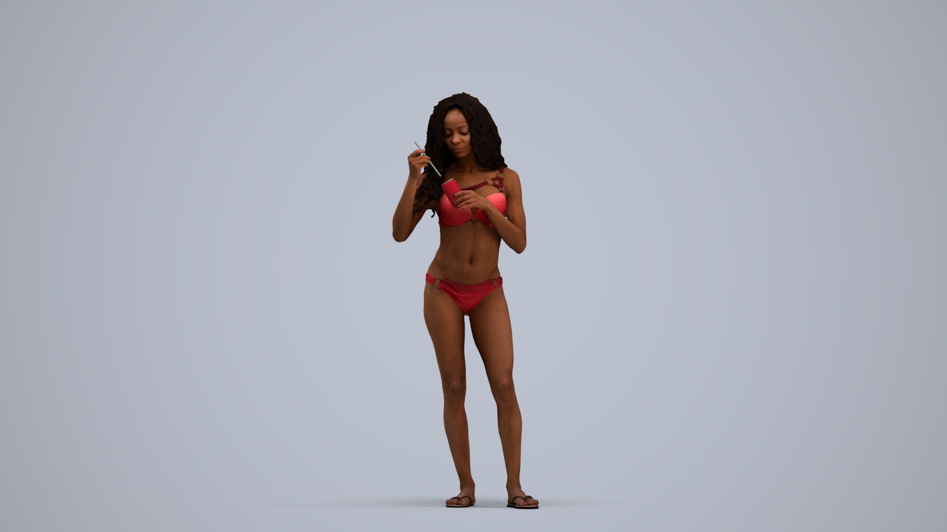 realistic 3D people woman pool, render-ready for V-Ray and Corona, FBX OBJ, standing pose render