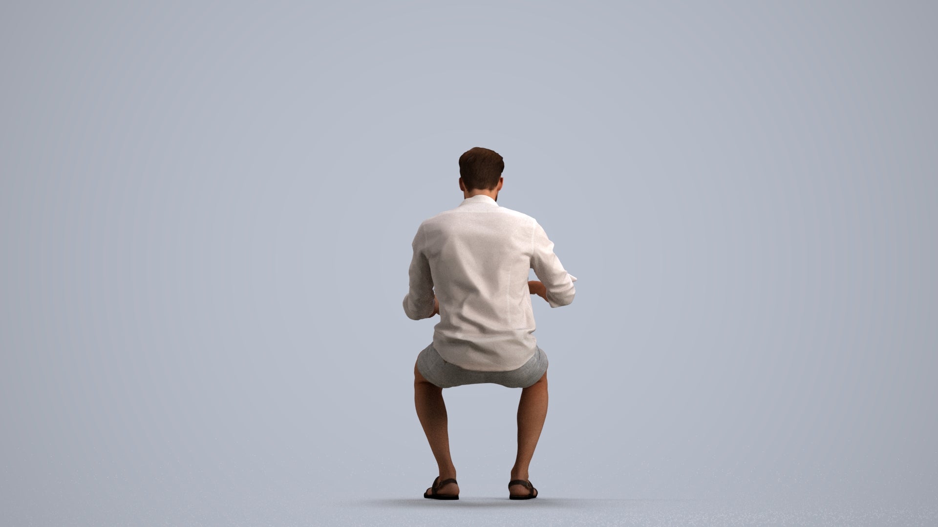 scanned 3D man casual sitting, photogrammetry people for Enscape and V-Ray, front view render