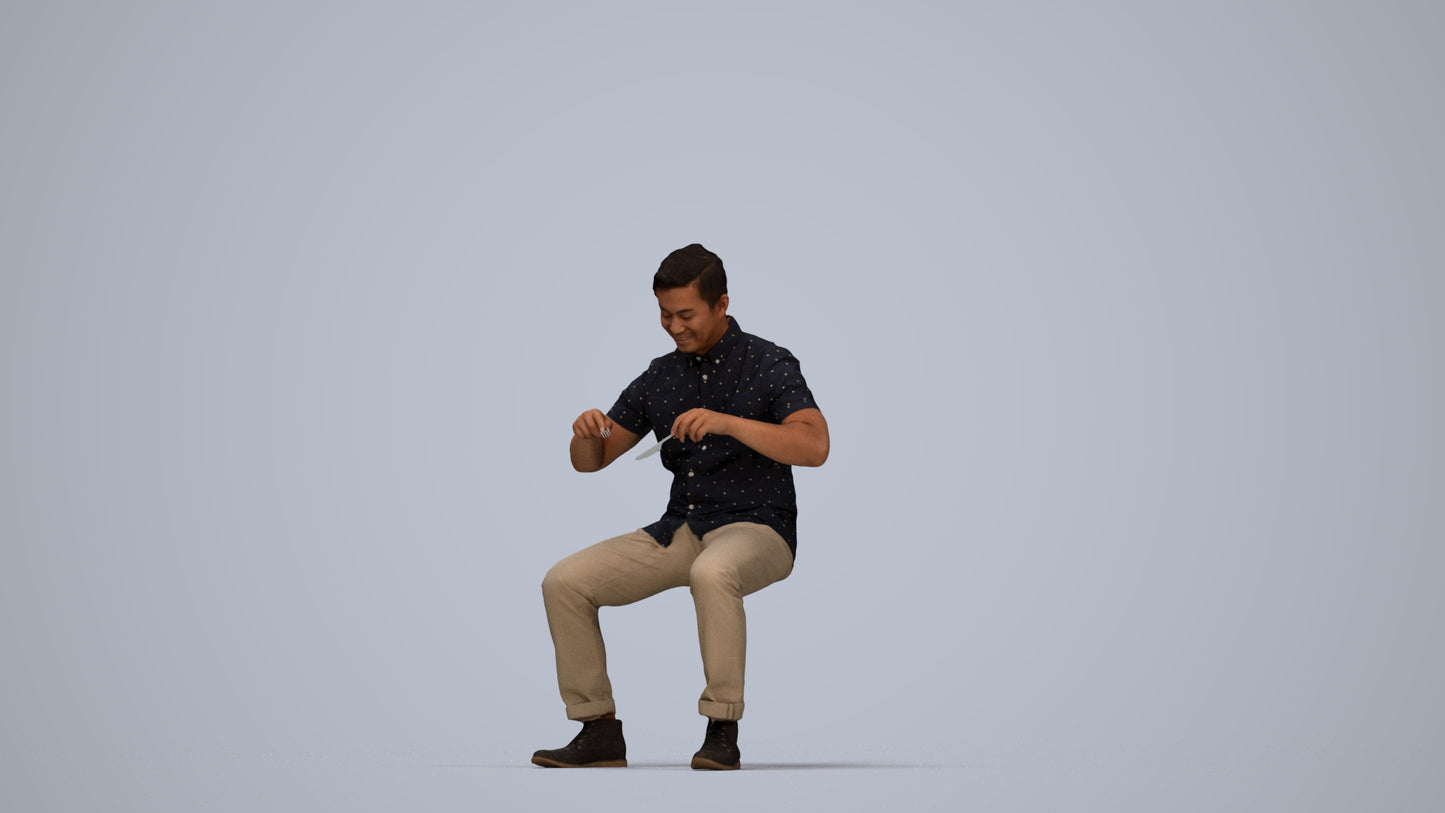 scanned 3D man casual business, photogrammetry people for Enscape and V-Ray, top-down view render