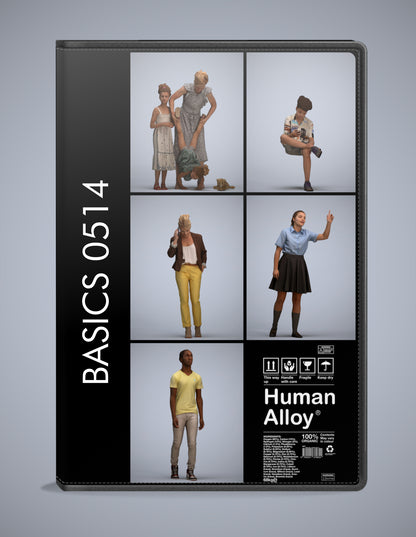 scanned 3D people kids collection, 5 photogrammetry models for Enscape and V-Ray