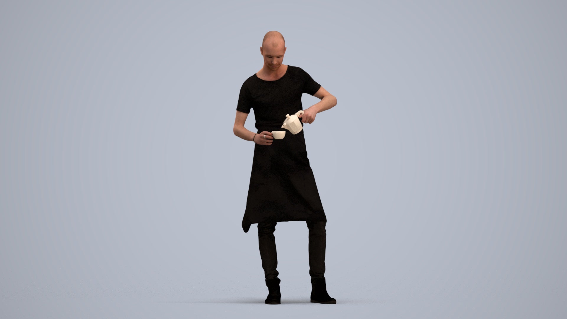 3D scanned man standing, photorealistic archviz people for Enscape and SketchUp, standing pose render