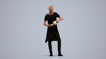 3D scanned man standing, photorealistic archviz people for Enscape and SketchUp, standing pose render