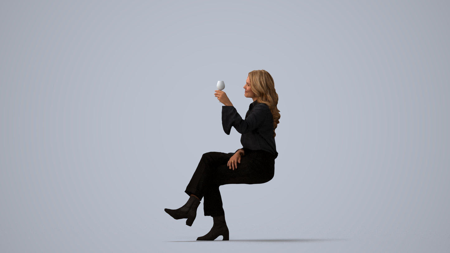 realistic 3D people woman casual formalaffairs, render-ready for V-Ray and Corona, FBX OBJ, three-quarter view render