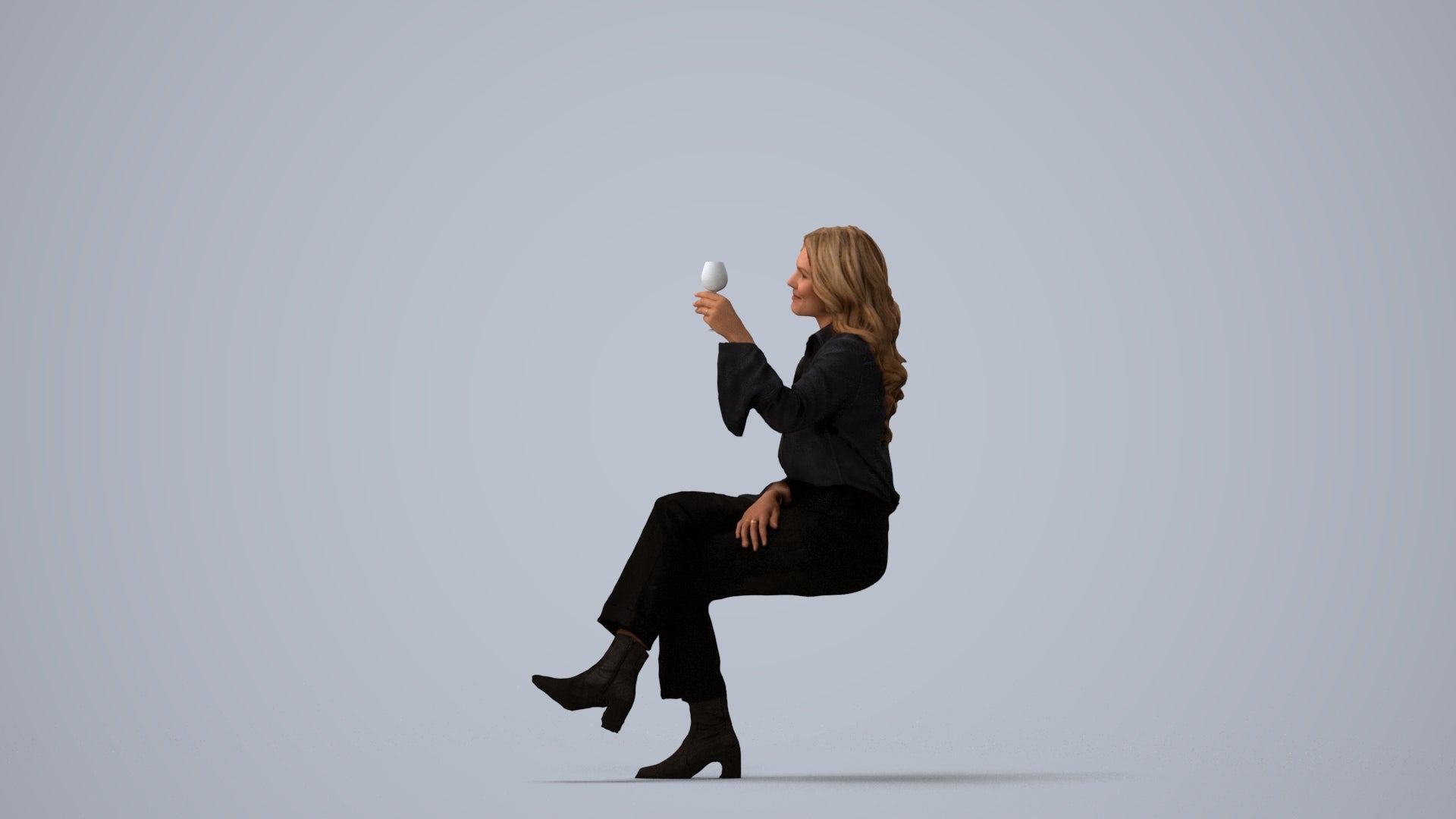 realistic 3D people woman casual formalaffairs, render-ready for V-Ray and Corona, FBX OBJ, three-quarter view render