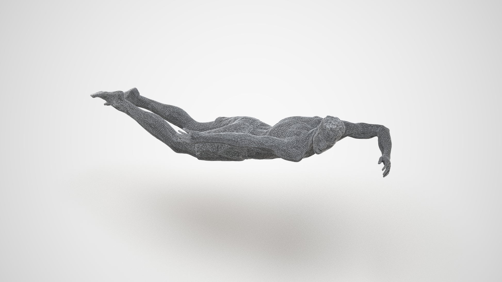 realistic 3D people man sport pool, render-ready for V-Ray and Corona, FBX OBJ, wireframe three-quarter view