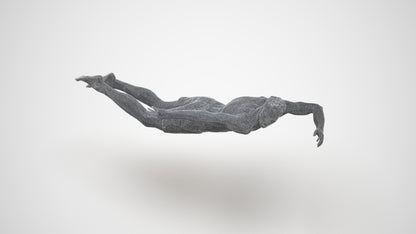 realistic 3D people man sport pool, render-ready for V-Ray and Corona, FBX OBJ, wireframe three-quarter view