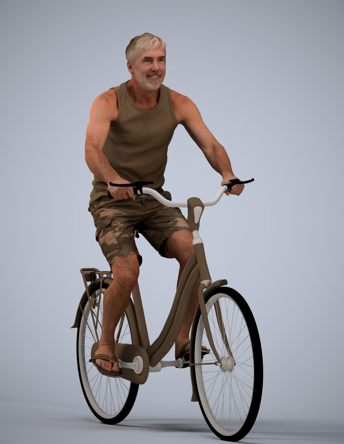 scanned 3D man casual cycling, photogrammetry people for Enscape and V-Ray