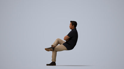 realistic 3D people man casual business, render-ready for V-Ray and Corona, FBX OBJ, three-quarter view render