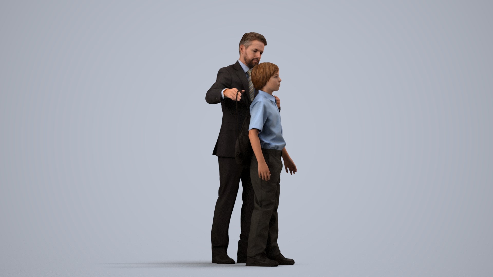 3D people model girl kids, scanned human for 3ds Max rendering, side view render